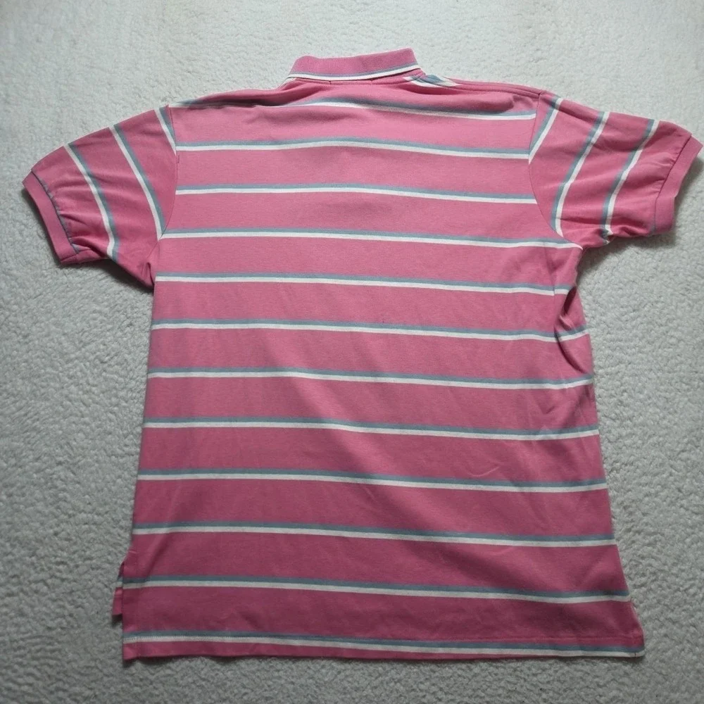 Vintage Polo Ralph Lauren Knit Polo Men's   XL Pink‎ White Striped Made In USA
